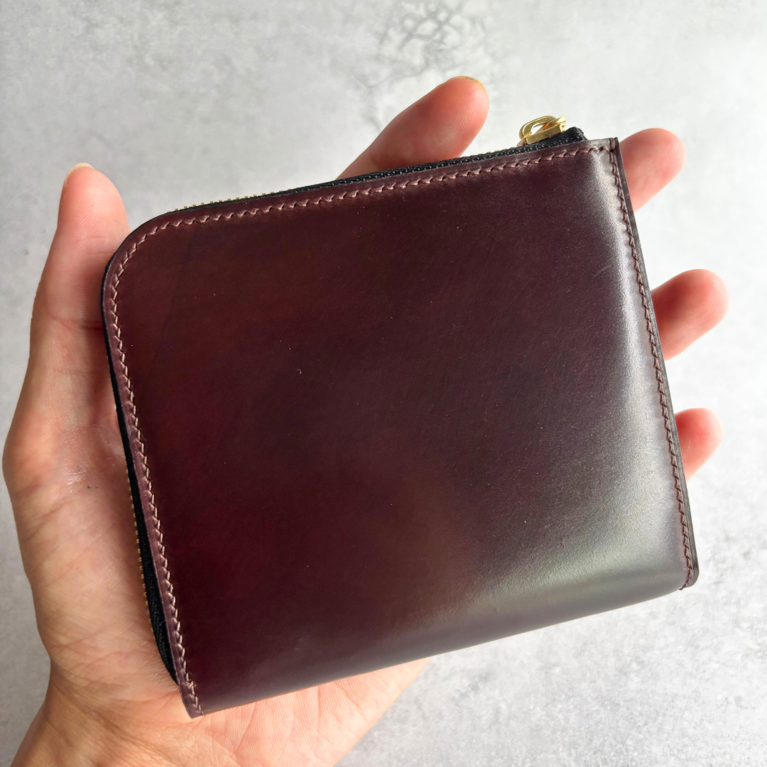 【オーダー】シェルコードバン　L字ファスナーコンパクト財布