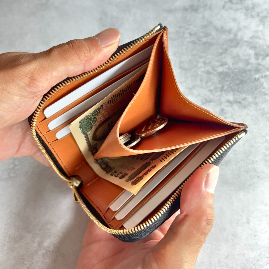 【オーダー】シェルコードバン　L字ファスナーコンパクト財布